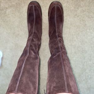 Aerosoles Gather Round Suede Wedge Boots Brown 6.5 M